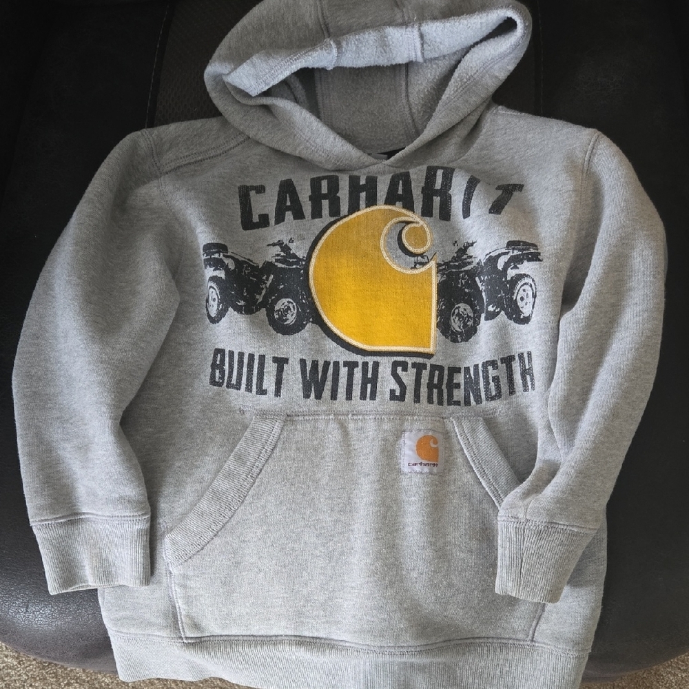Carhartt Gray Hoodie with Yellow Emblem